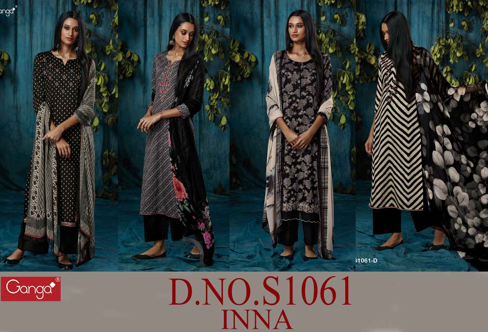 Ganga Inna 1061 Cotrton Dress Material 4 pcs Catalogue