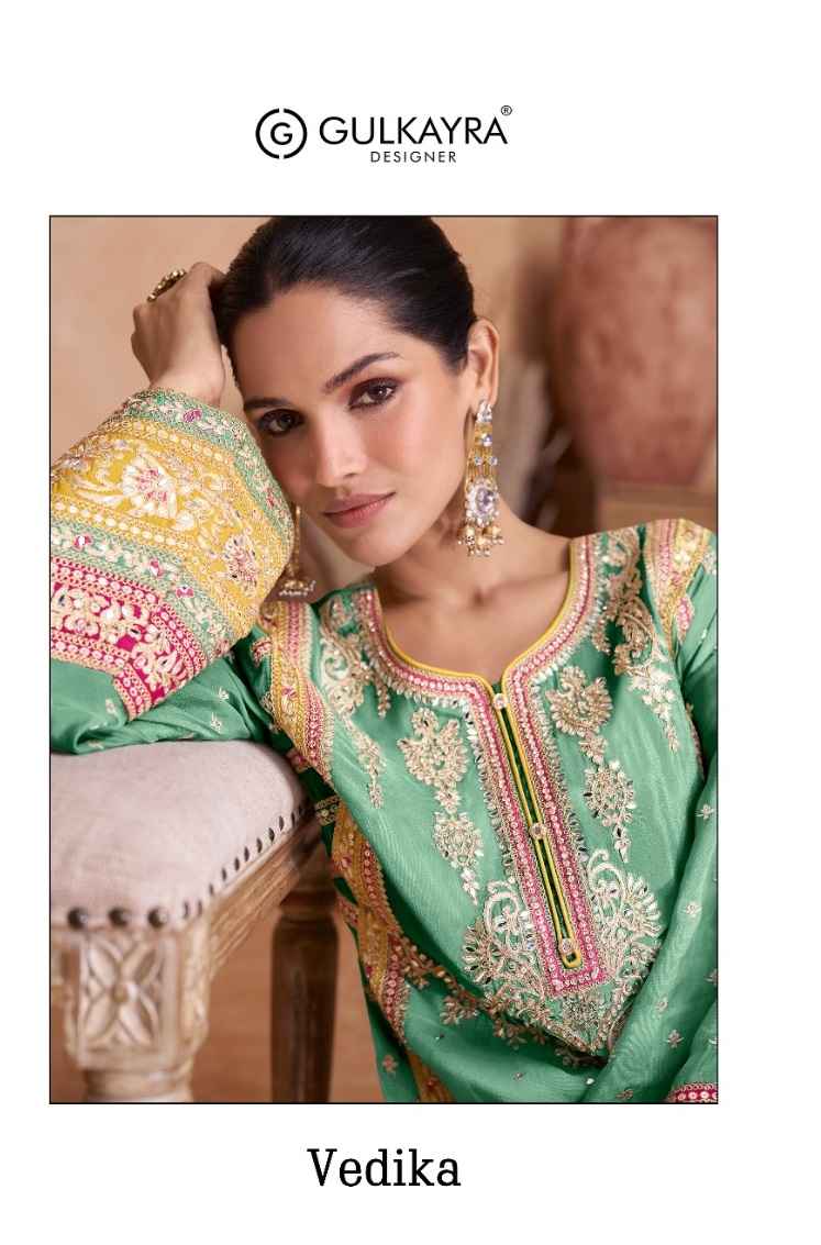 Gulkayra Designer Vedika Readymade Chinon Dress 3 pcs Catalogue