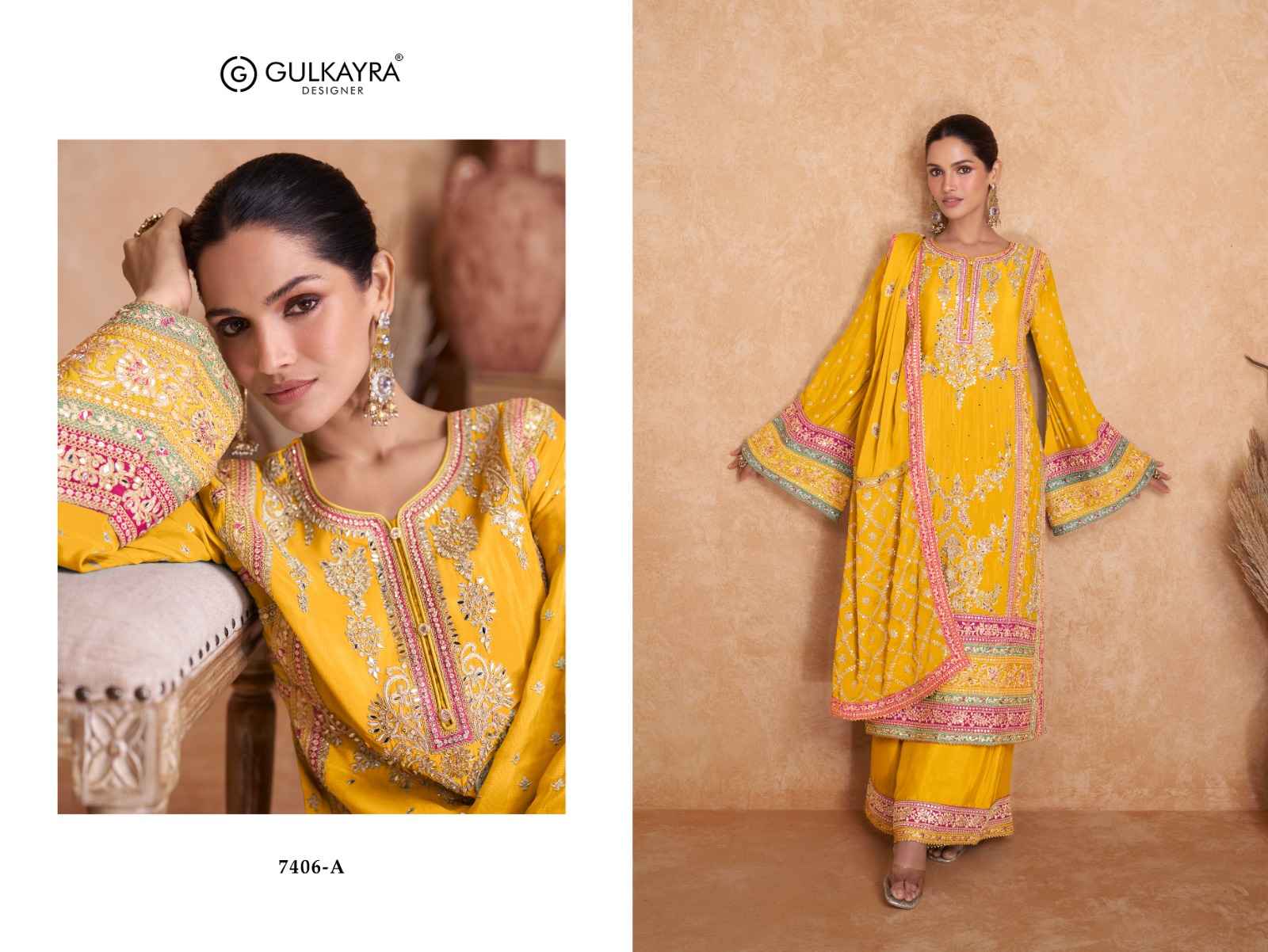 Gulkayra Designer Vedika Readymade Chinon Dress 3 pcs Catalogue