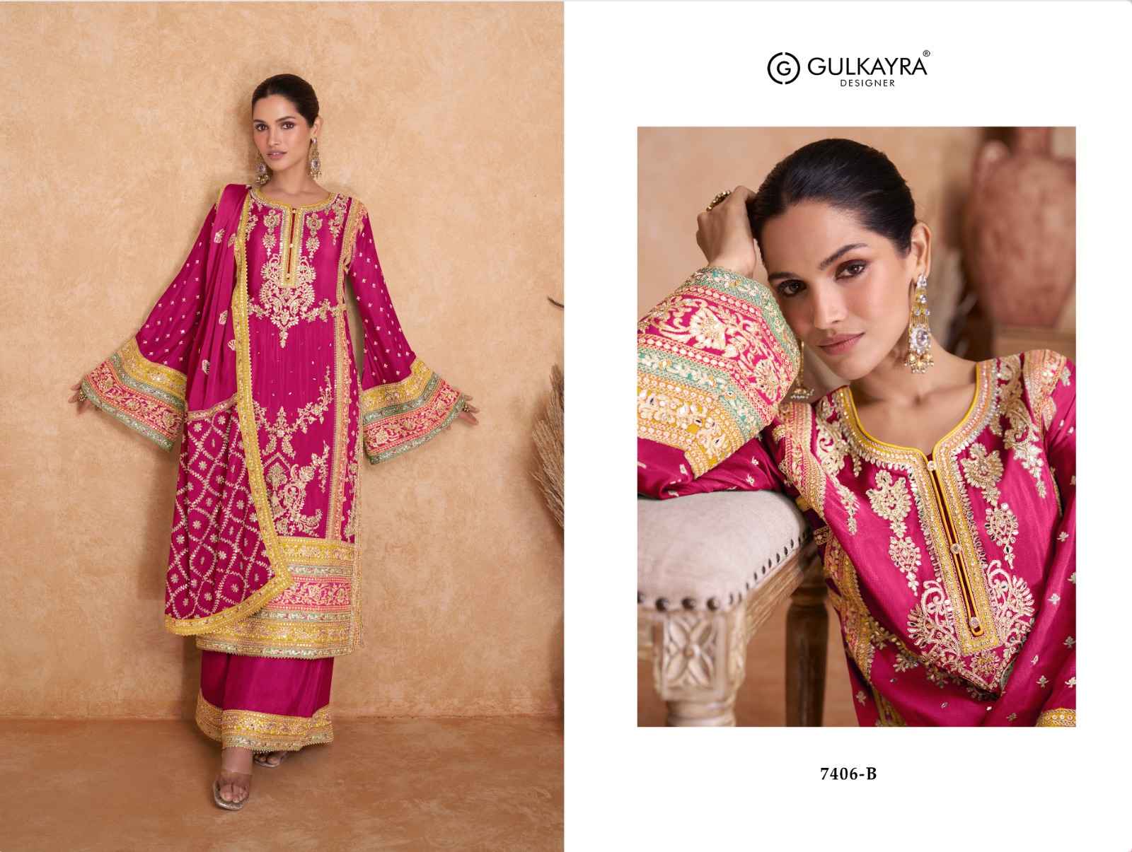 Gulkayra Designer Vedika Readymade Chinon Dress 3 pcs Catalogue