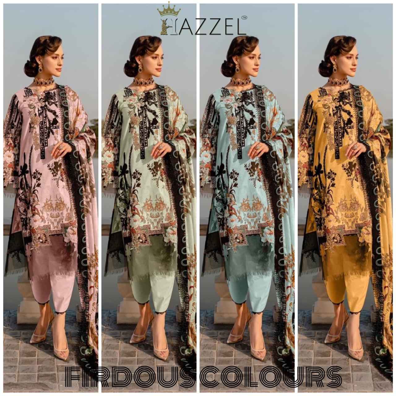  Hazzel Firdous Colours Cotton Dress Material 4 pcs Catalogue