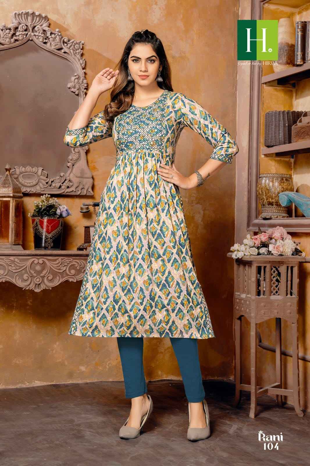 Hirwa Rani Rayon Kurti 8 pcs Catalogue