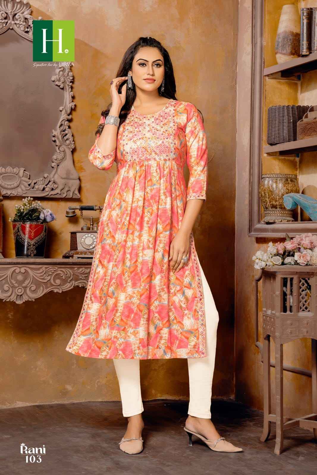 Hirwa Rani Rayon Kurti 8 pcs Catalogue