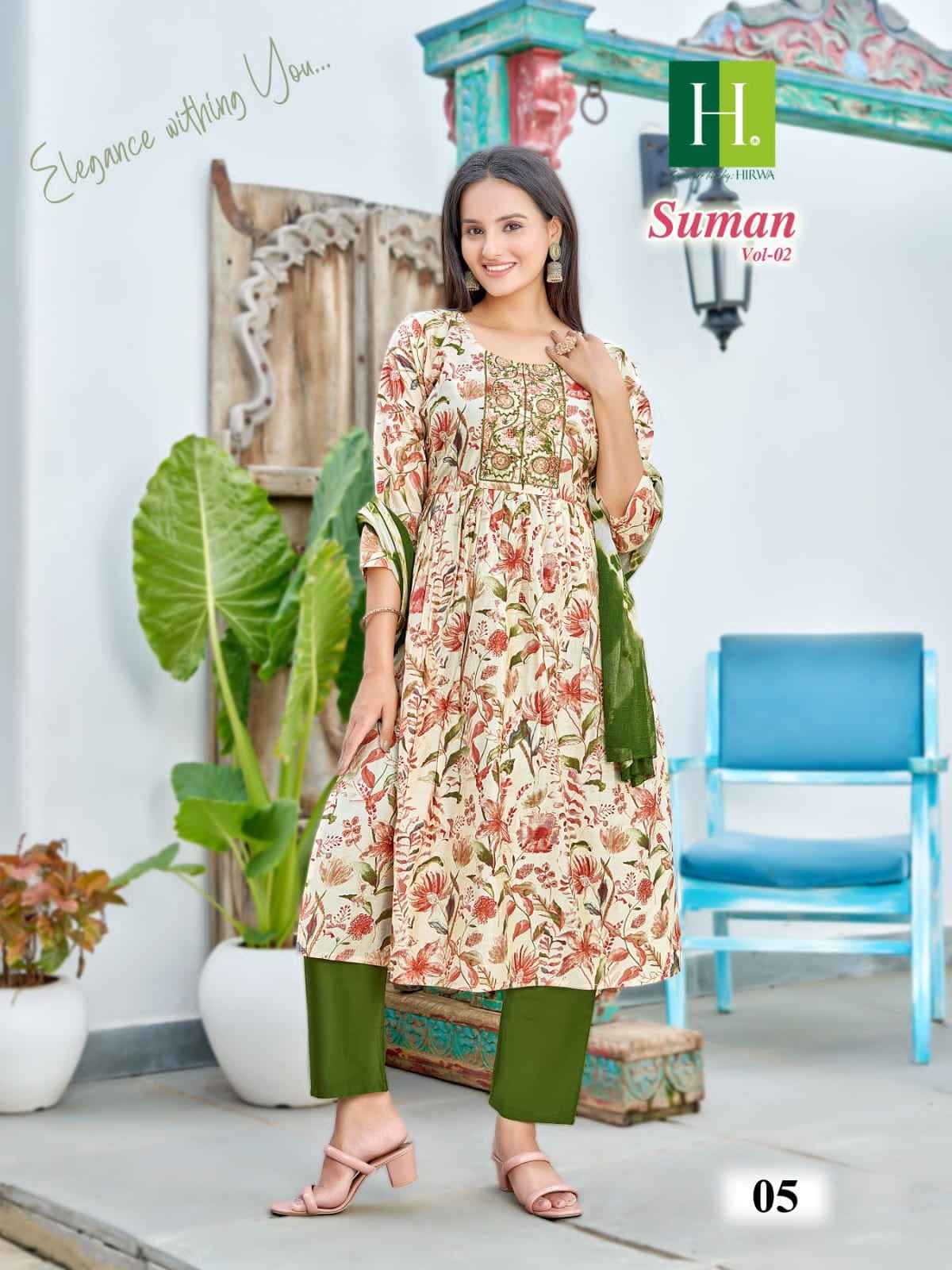 Hirwa Suman Vol 2 Modal Foil Kurti Combo 8 pcs Catalogue