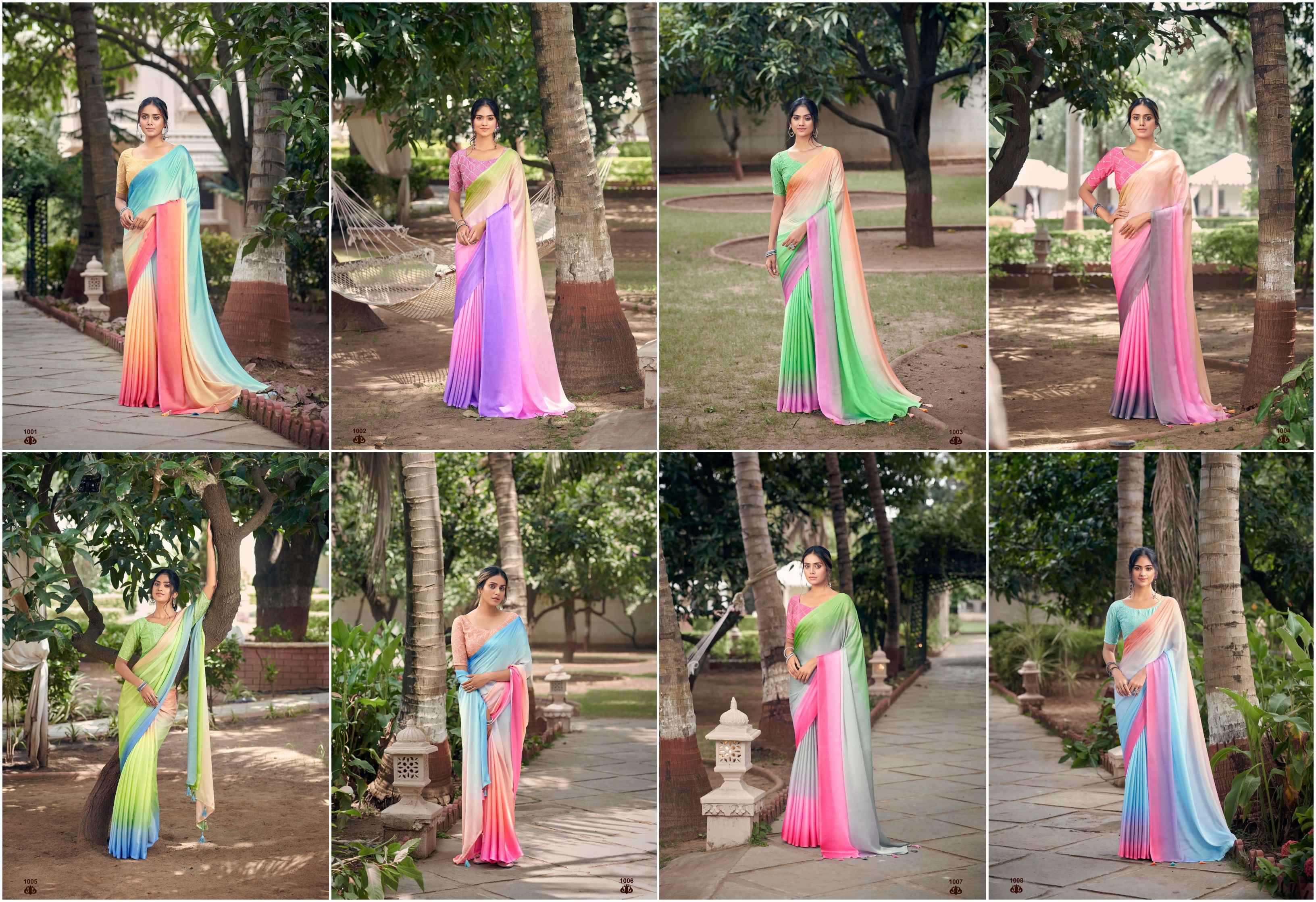 Kashvi Creation Eliza Satin Saree 8 pcs Catalogue