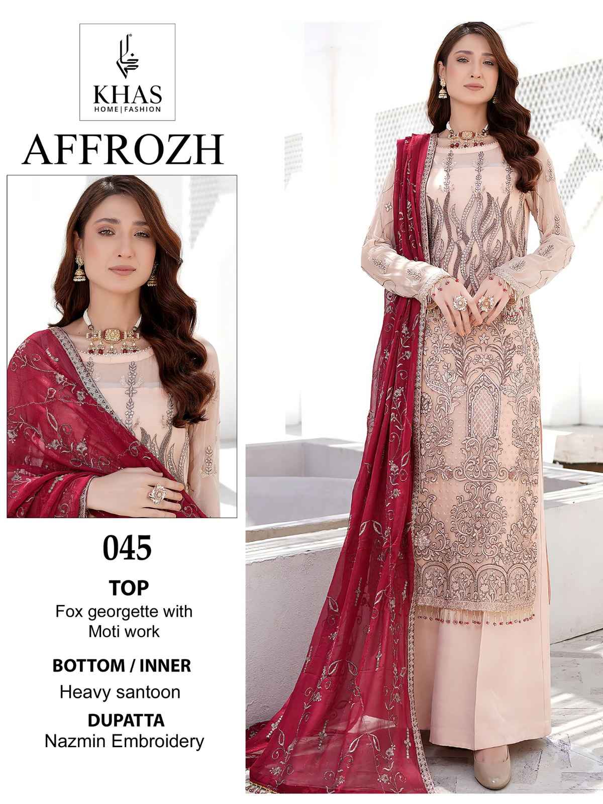 Khas Affrozh Georgette Dress Material 3 pcs Catalogue