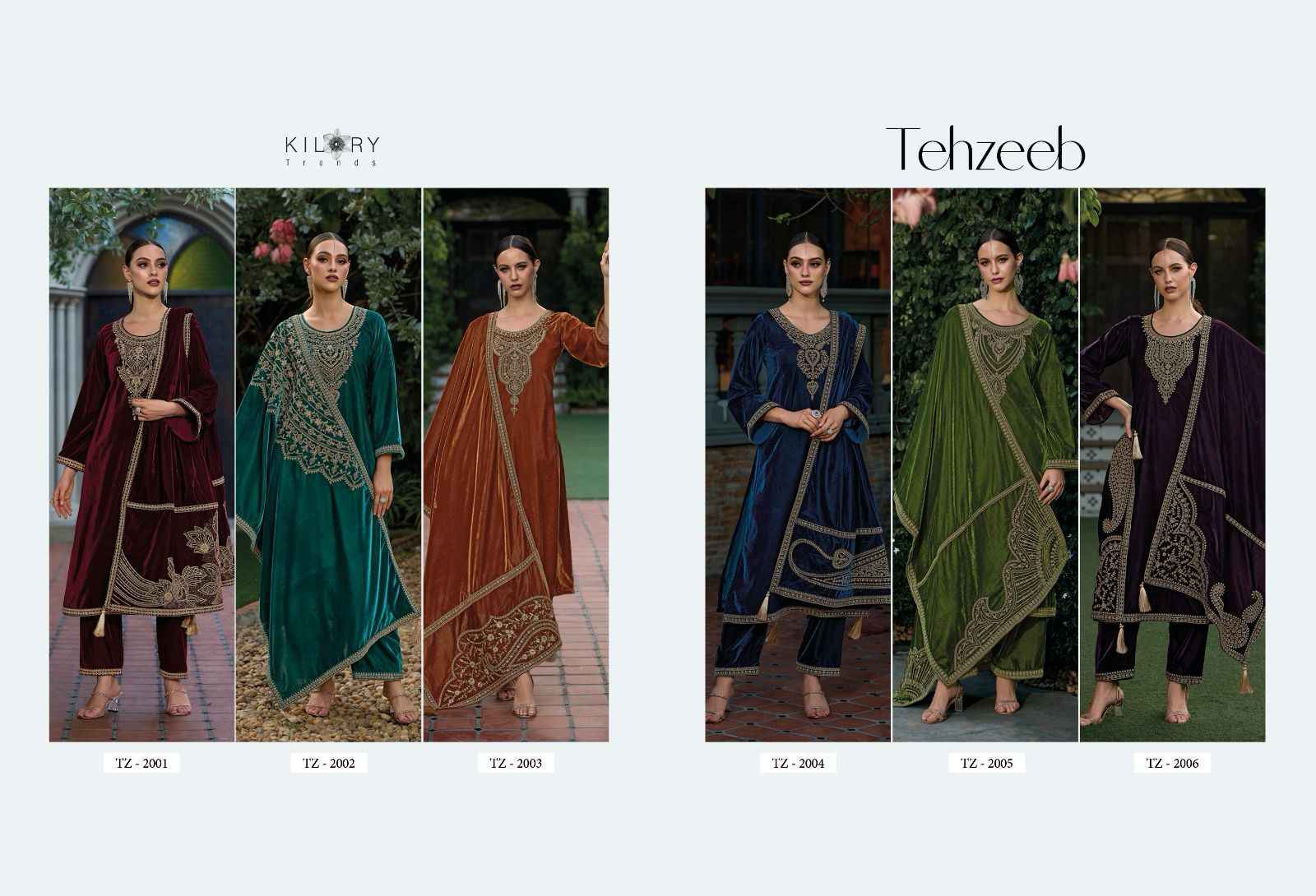 Kilory Trends Tehzeeb Velvet Dress Material 6 pcs Catalogue