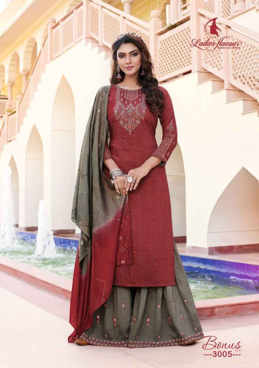 Ladies Flavour Bonus Vol 3 Chinon Kurti Combo 6 pcs Catalogue