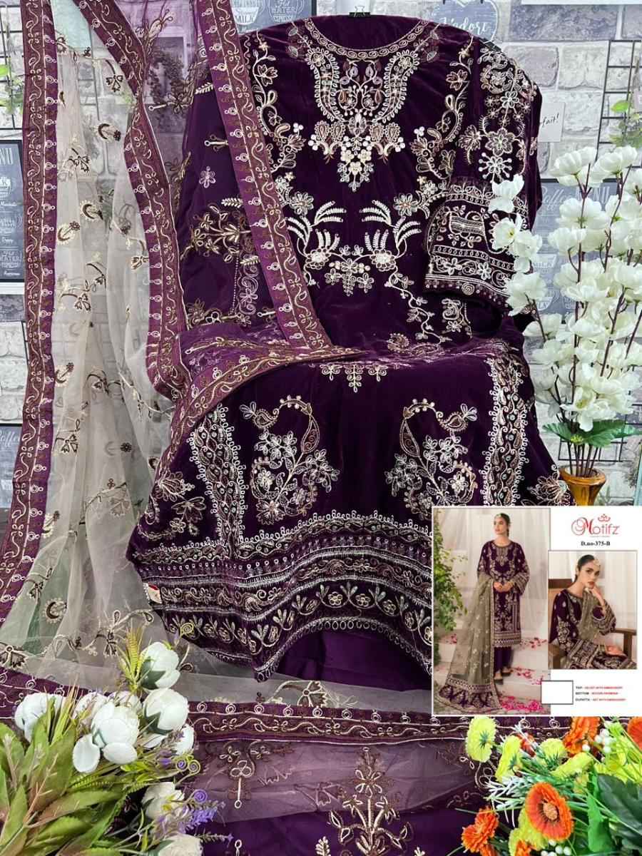 Motifz 375 Velvet Dress Material 4 pcs Catalogue