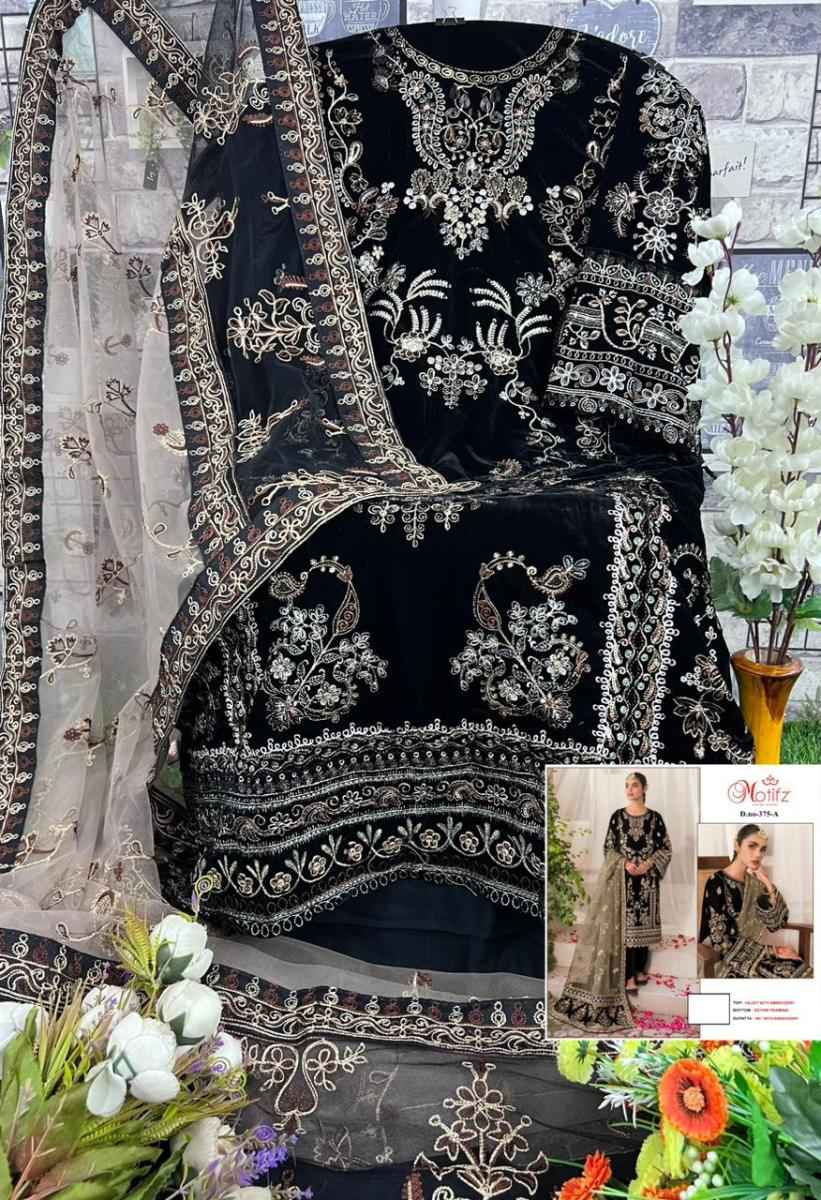 Motifz 375 Velvet Dress Material 4 pcs Catalogue