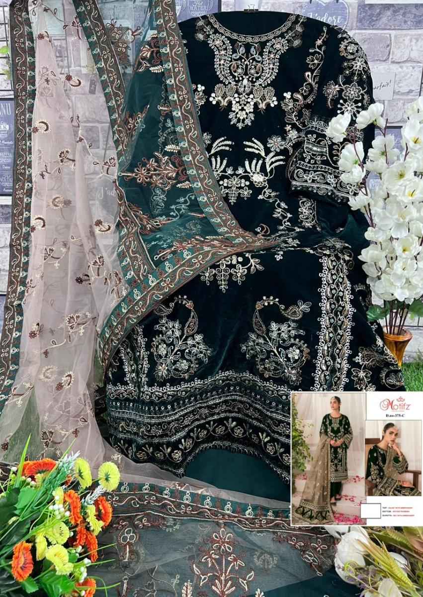 Motifz 375 Velvet Dress Material 4 pcs Catalogue
