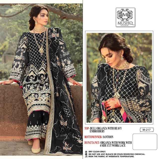 Mushq M 217 Organza Dress Material 4 pcs Catalogue