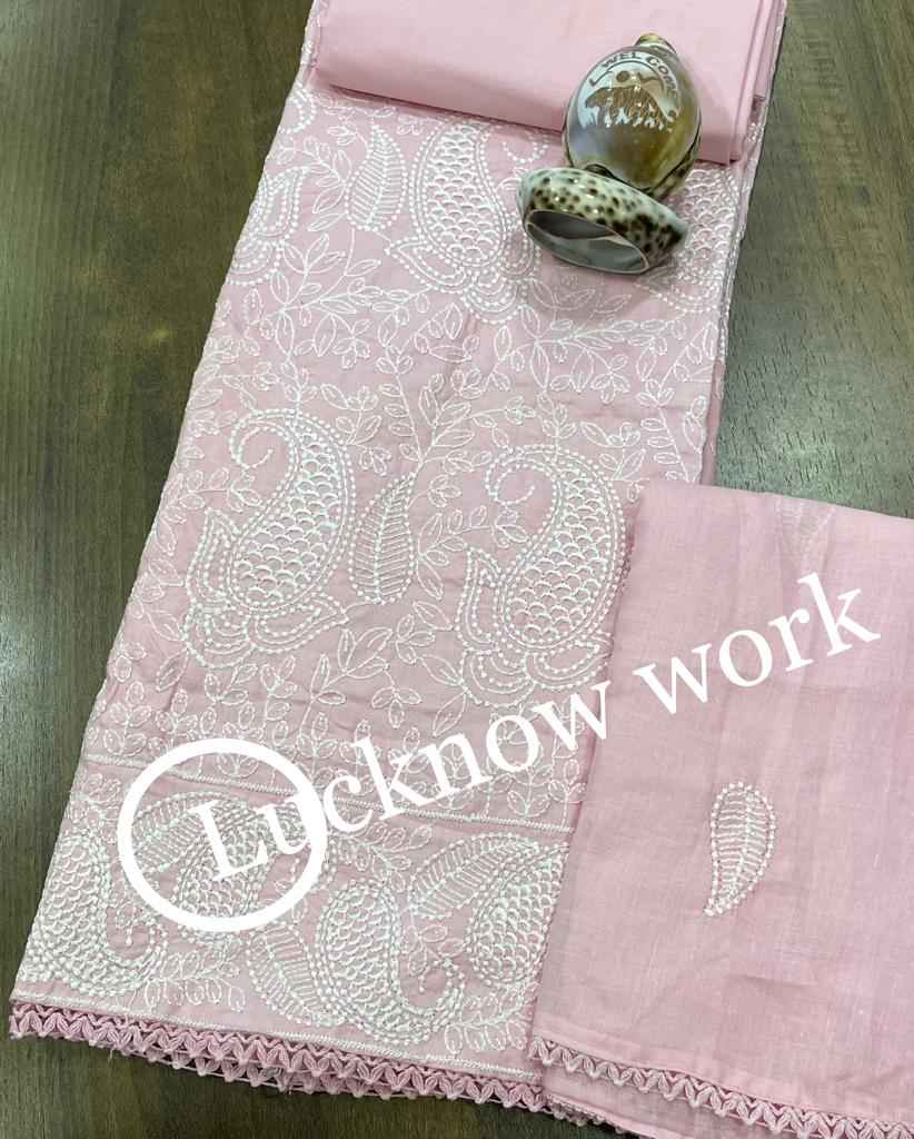 NKT 103 Lucknowi Cotton Dress Material 4 pcs Cataloguea
