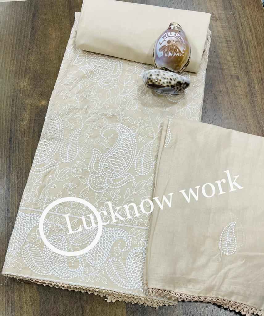 NKT 103 Lucknowi Cotton Dress Material 4 pcs Cataloguea