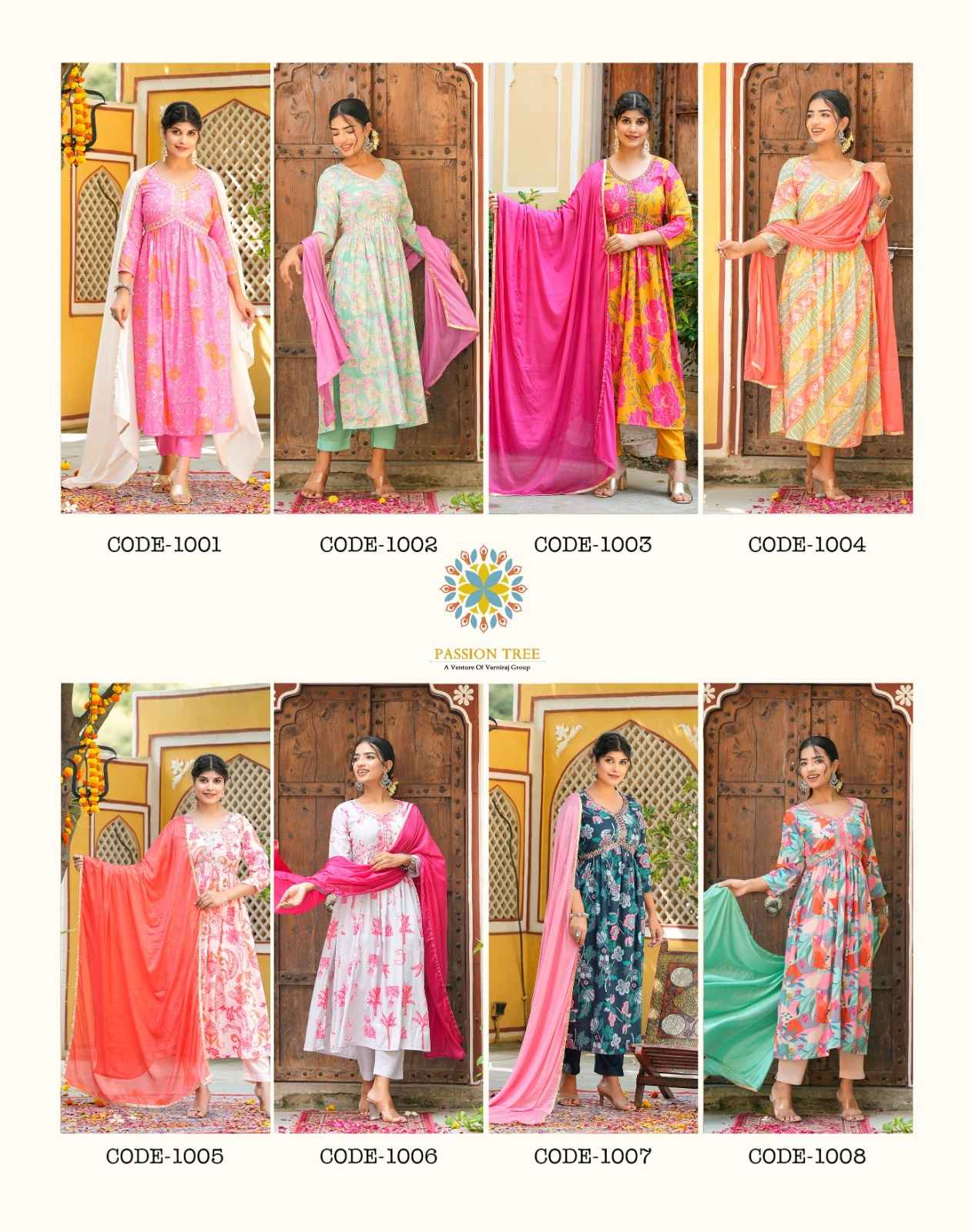 Passion Tree Adwika Vol 1 Muslin Kurti Combo 8 pcs Catalogue