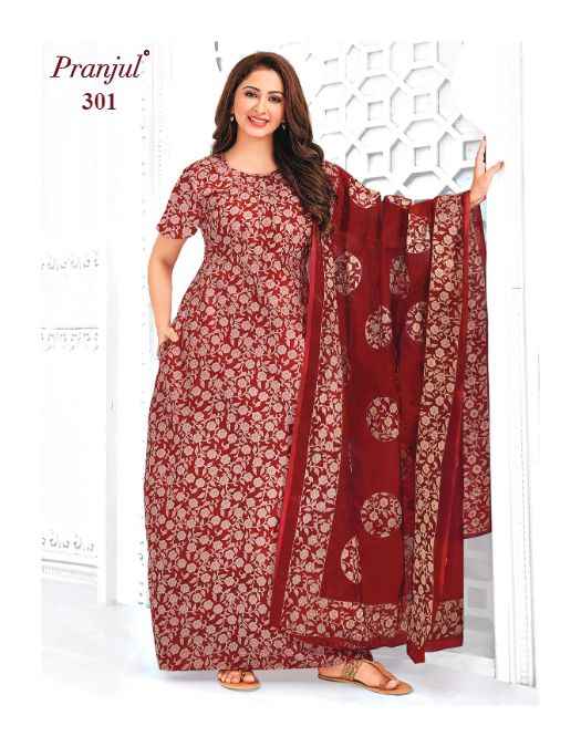 Pranjul Pragati Nighties With Dupatta Vol 5 Cotton Nighties 24 pcs Catalogue