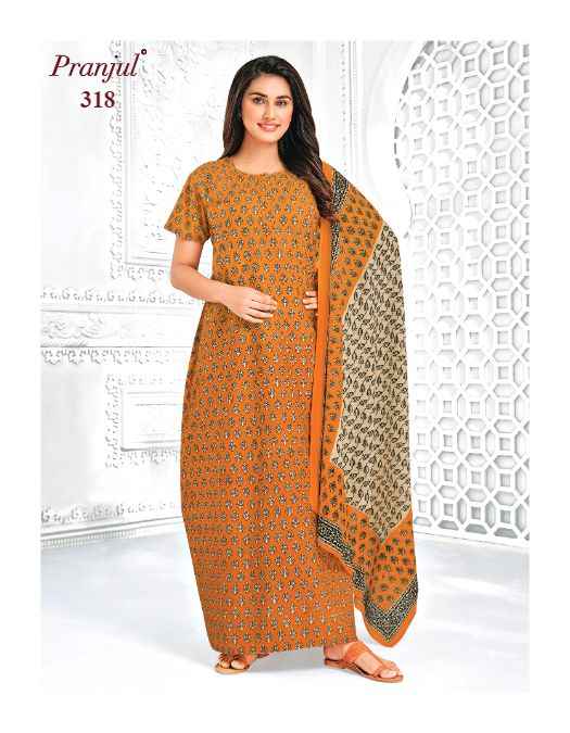Pranjul Pragati Nighties With Dupatta Vol 5 Cotton Nighties 24 pcs Catalogue