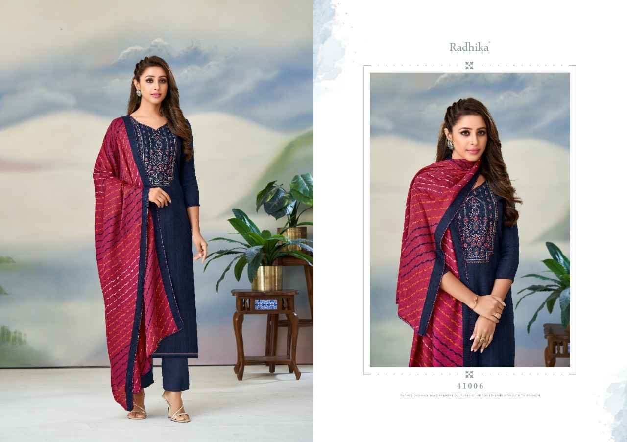 Radhika Sumyra Gulnaaz Pashmina Dreass Material 8 pcs Catalogue