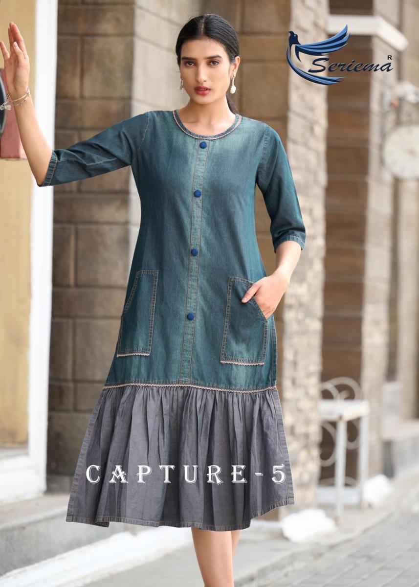 Seriema Kumb Capture Vol 5 Cotton Denim Kurti 6 pcs Catalogue