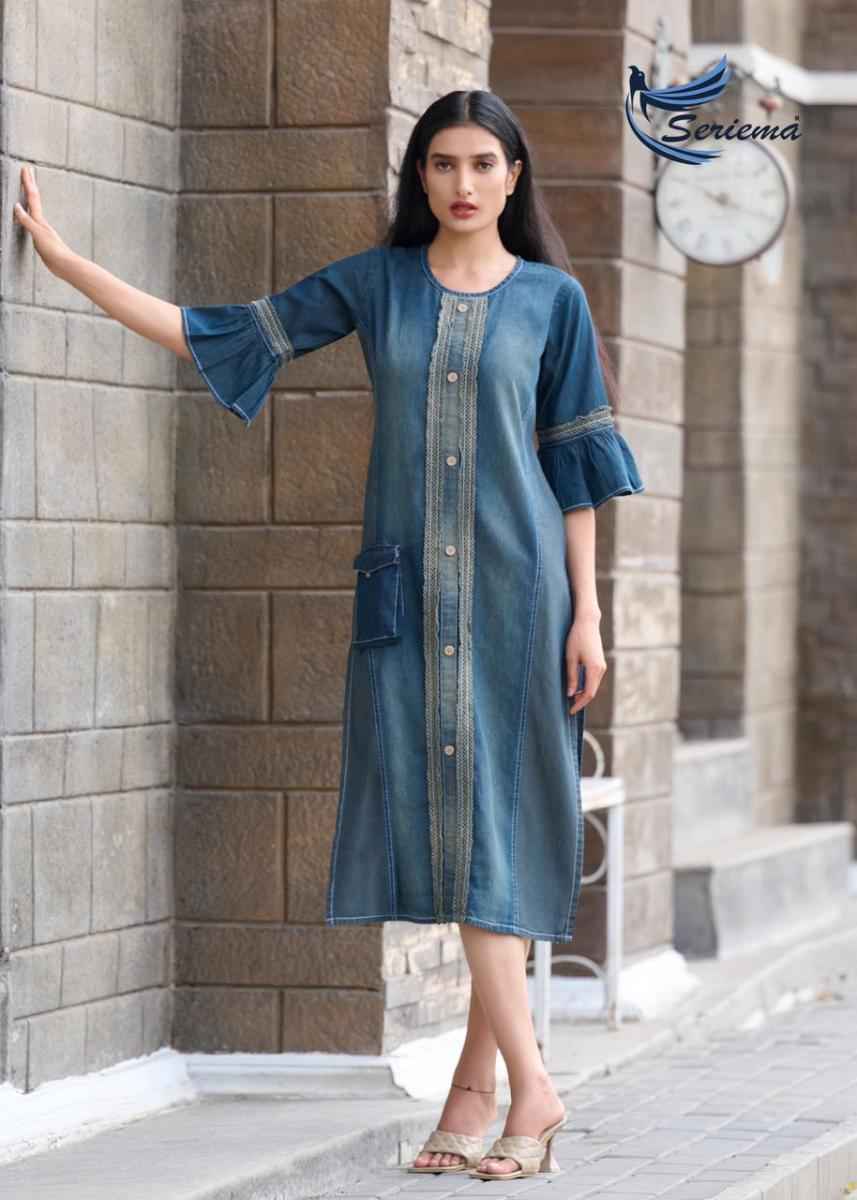 Seriema Kumb Capture Vol 5 Cotton Denim Kurti 6 pcs Catalogue