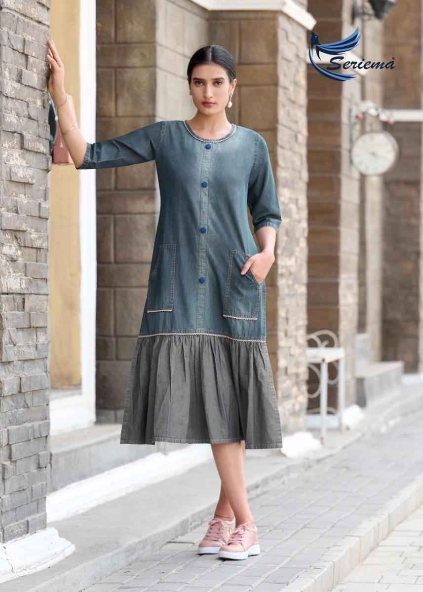 Seriema Kumb Capture Vol 5 Cotton Denim Kurti 6 pcs Catalogue