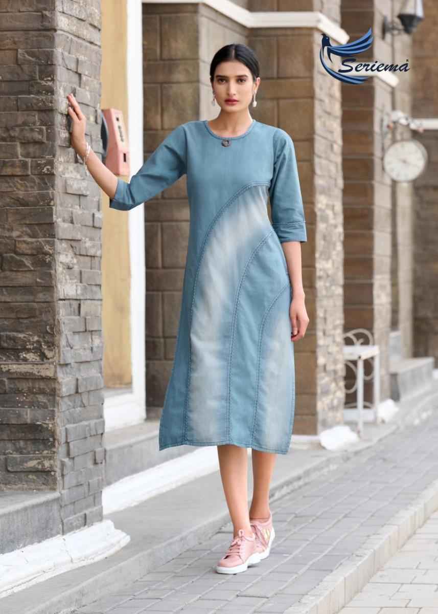 Seriema Kumb Capture Vol 5 Cotton Denim Kurti 6 pcs Catalogue