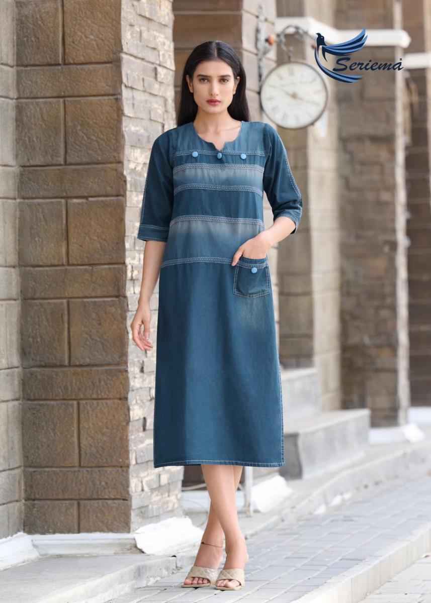 Seriema Kumb Capture Vol 5 Cotton Denim Kurti 6 pcs Catalogue