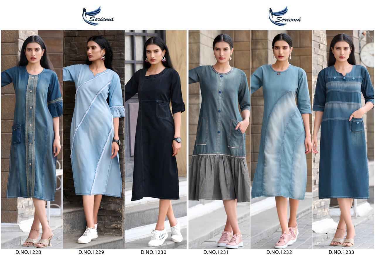 Seriema Kumb Capture Vol 5 Cotton Denim Kurti 6 pcs Catalogue