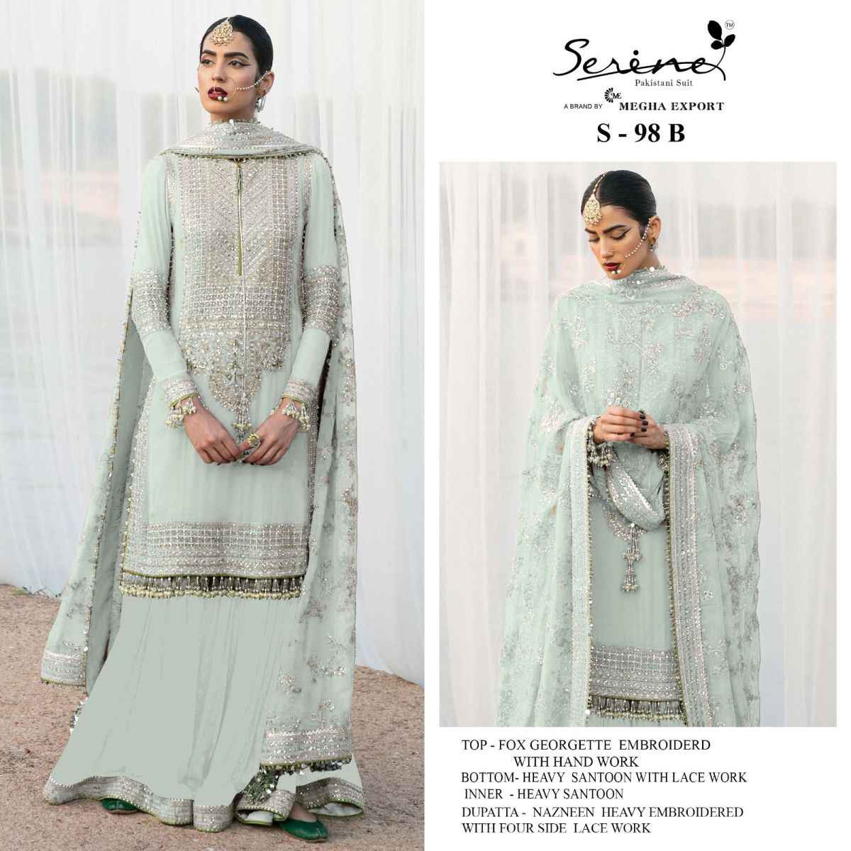 Serine 98 Series Foux Georgette Dress Material 4 pcs Catalogue