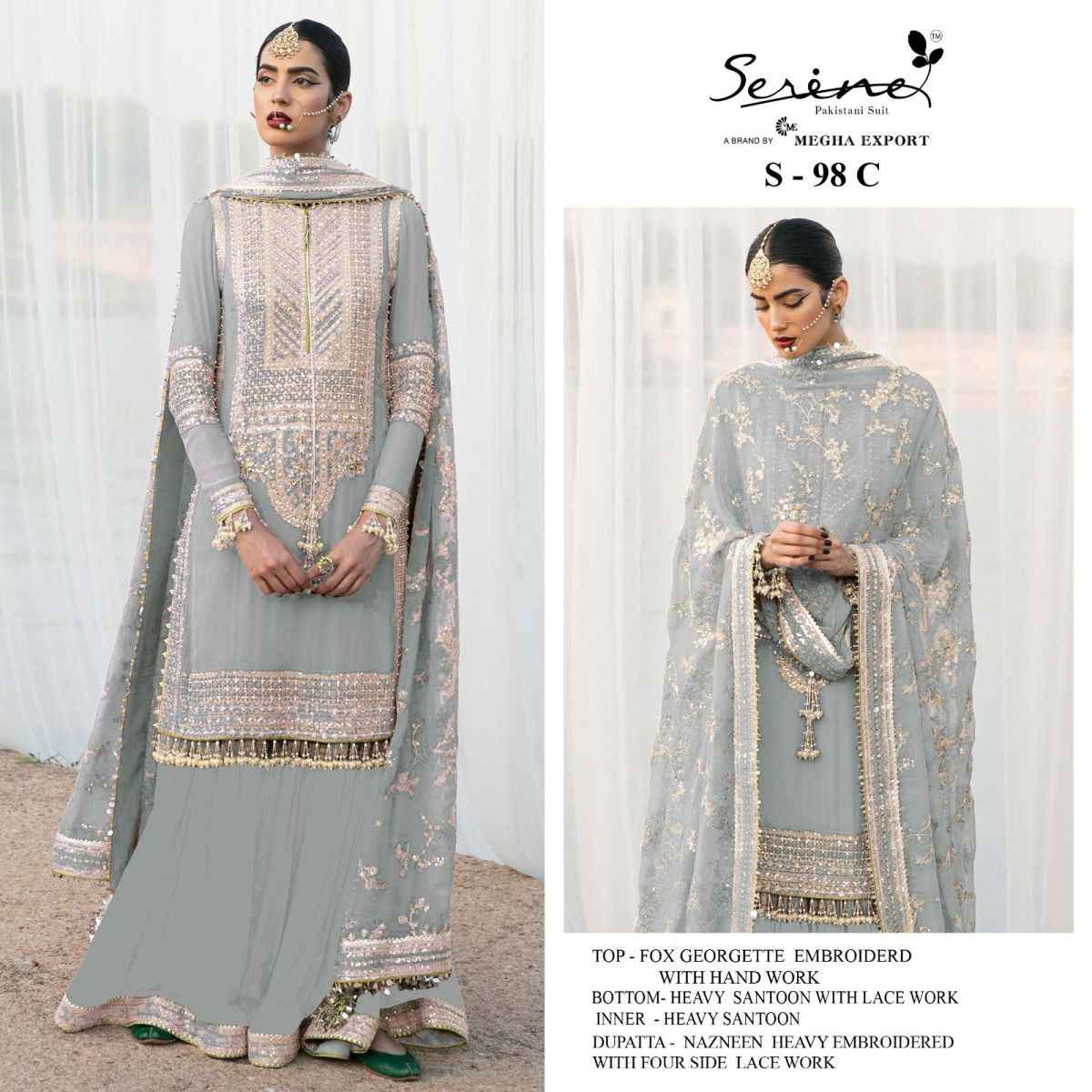 Serine 98 Series Foux Georgette Dress Material 4 pcs Catalogue
