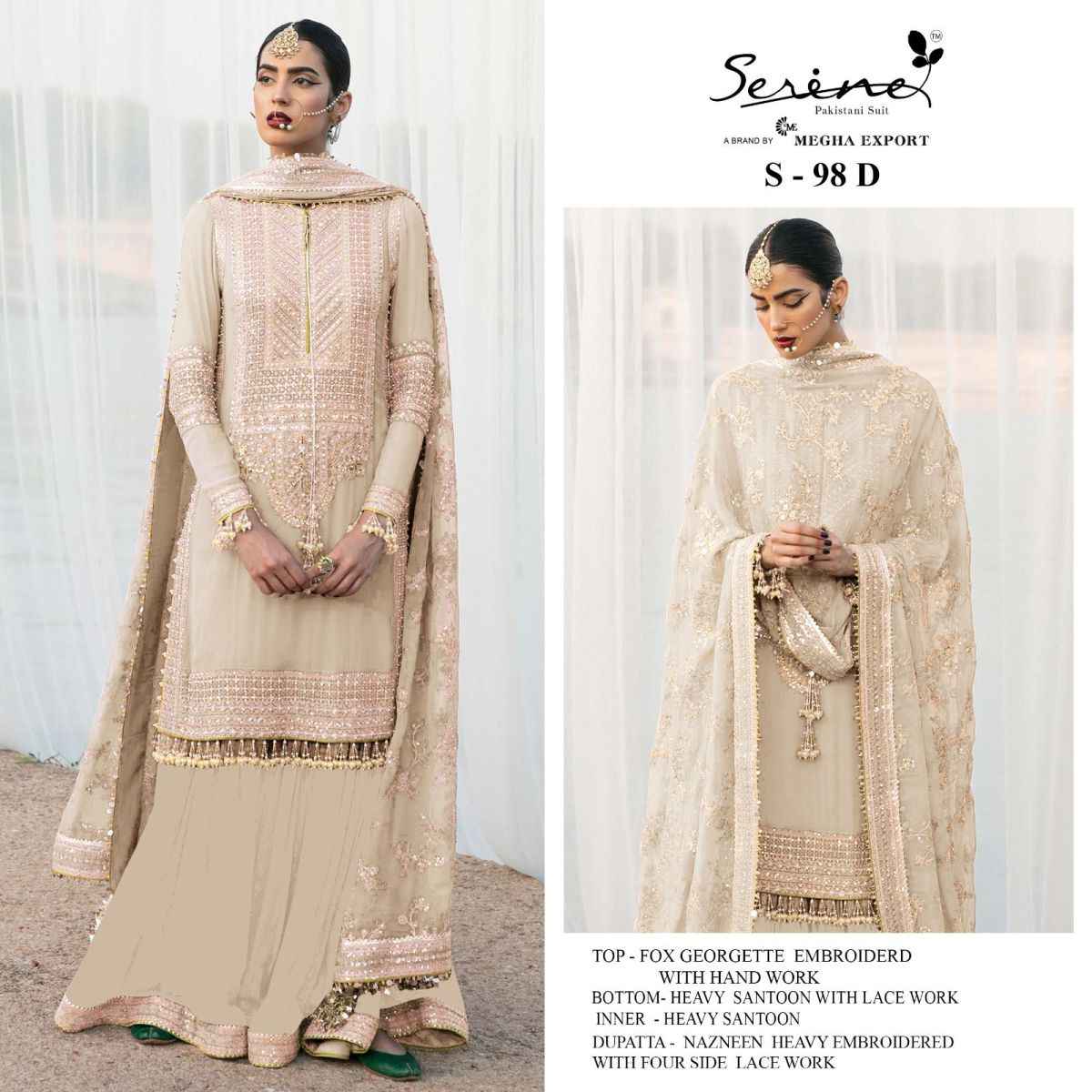 Serine 98 Series Foux Georgette Dress Material 4 pcs Catalogue