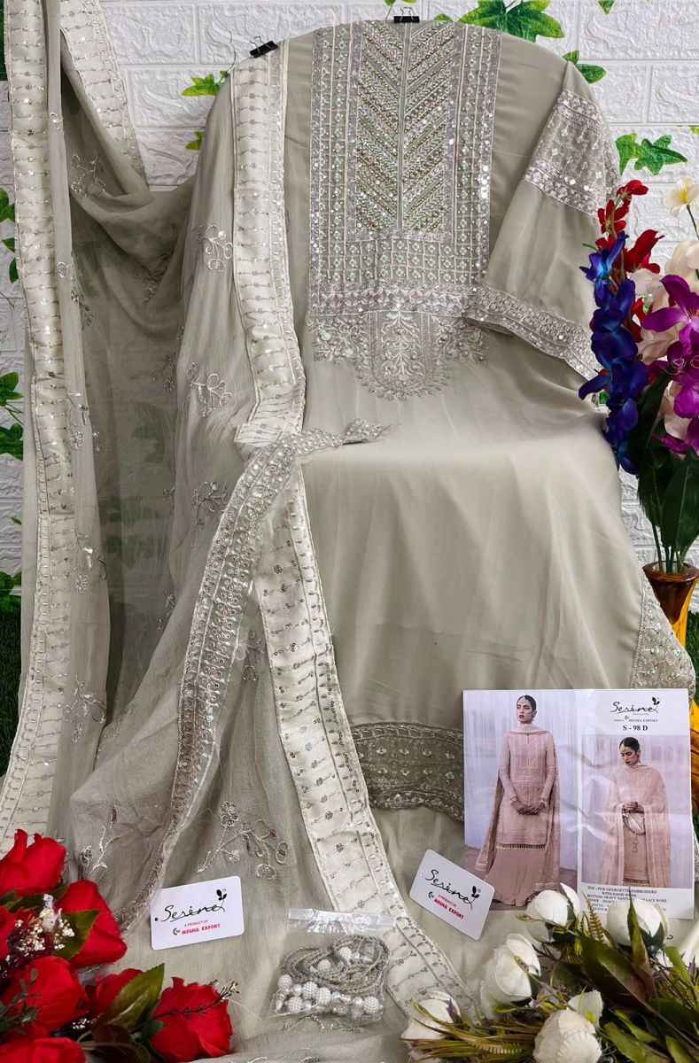 Serine 98 Series Foux Georgette Dress Material 4 pcs Catalogue