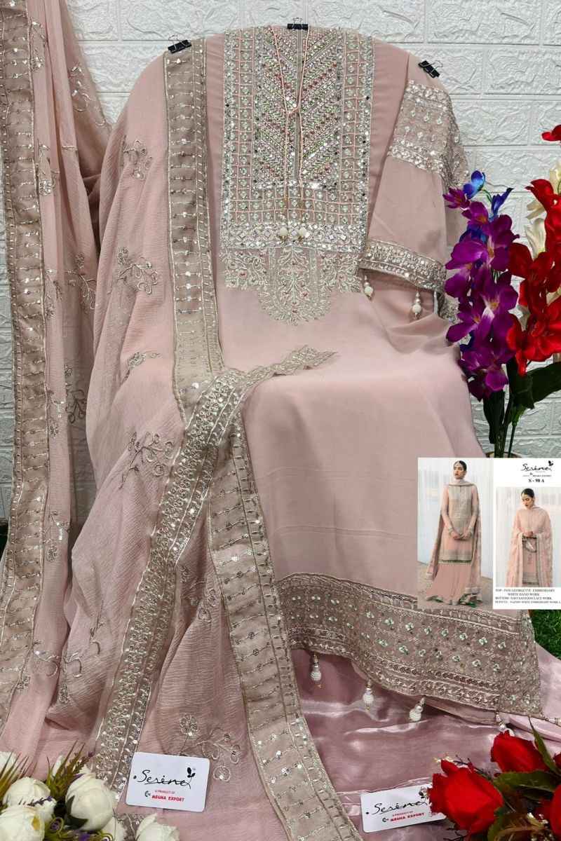 Serine 98 Series Foux Georgette Dress Material 4 pcs Catalogue