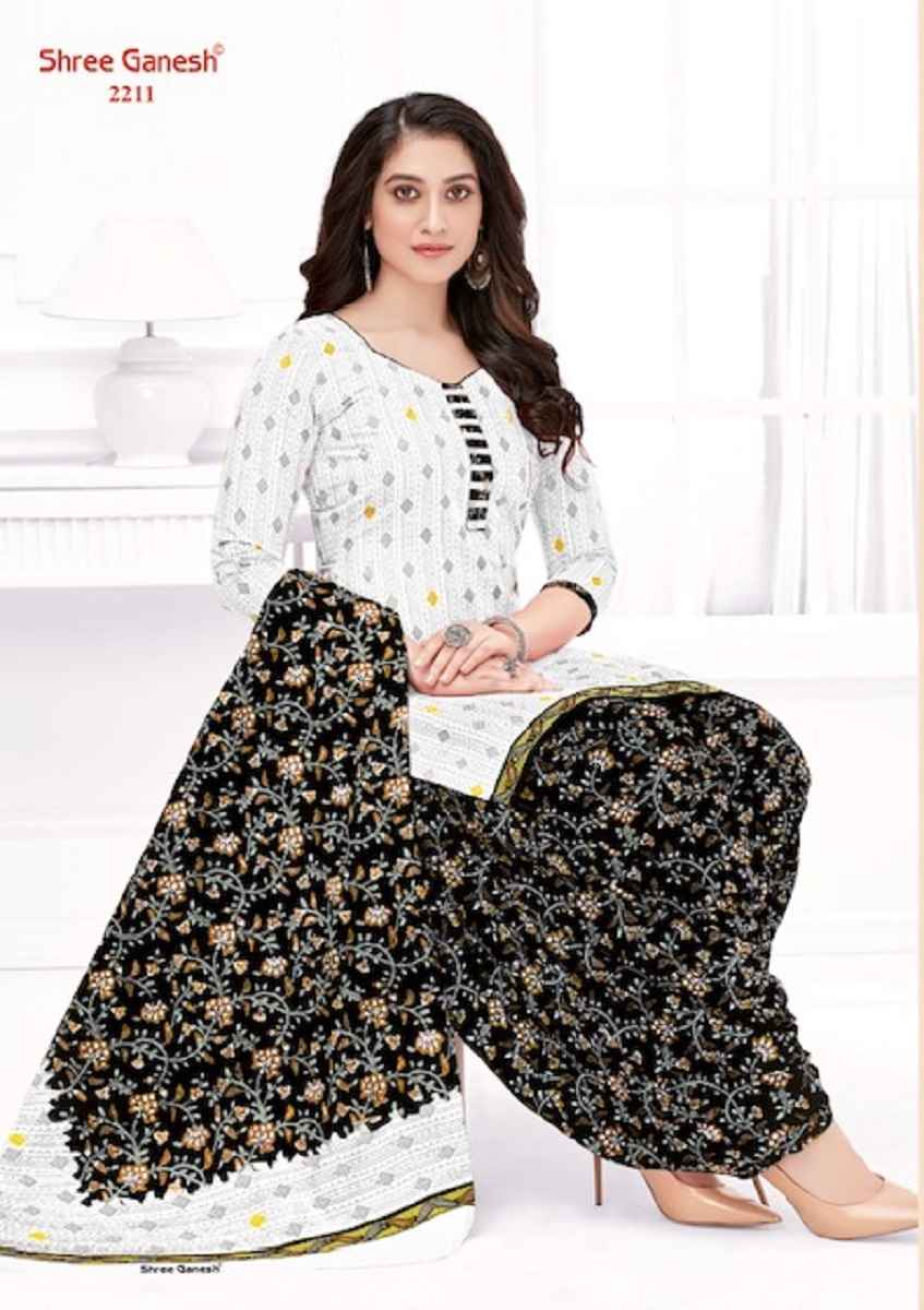 Shree Ganesh White & Black Vol 2 Cotton Dress Material 18 pcs Catalogue