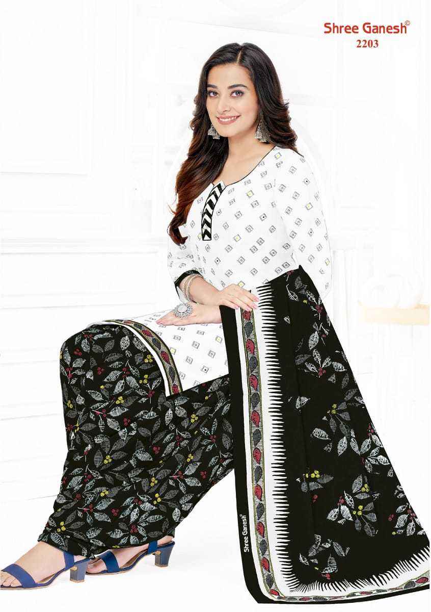 Shree Ganesh White & Black Vol 2 Cotton Dress Material 18 pcs Catalogue