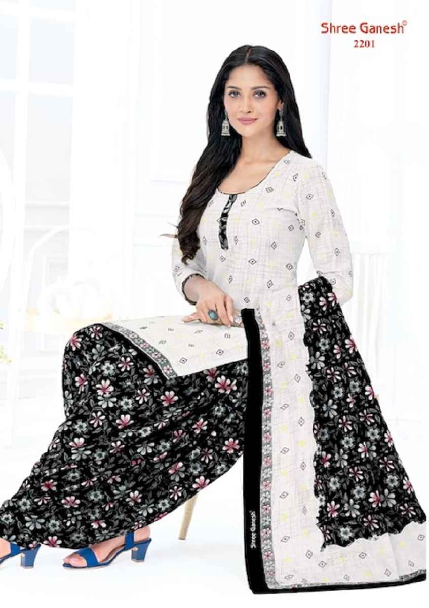 Shree Ganesh White & Black Vol 2 Cotton Dress Material 18 pcs Catalogue