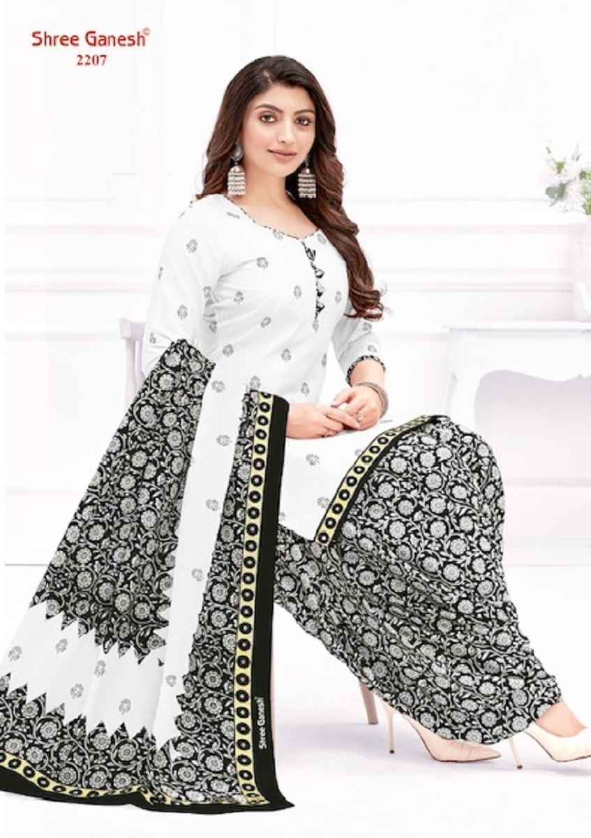 Shree Ganesh White & Black Vol 2 Cotton Dress Material 18 pcs Catalogue