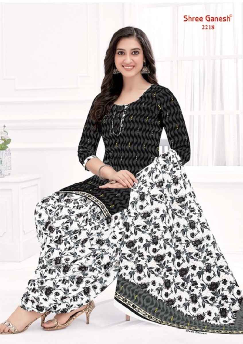 Shree Ganesh White & Black Vol 2 Cotton Dress Material 18 pcs Catalogue