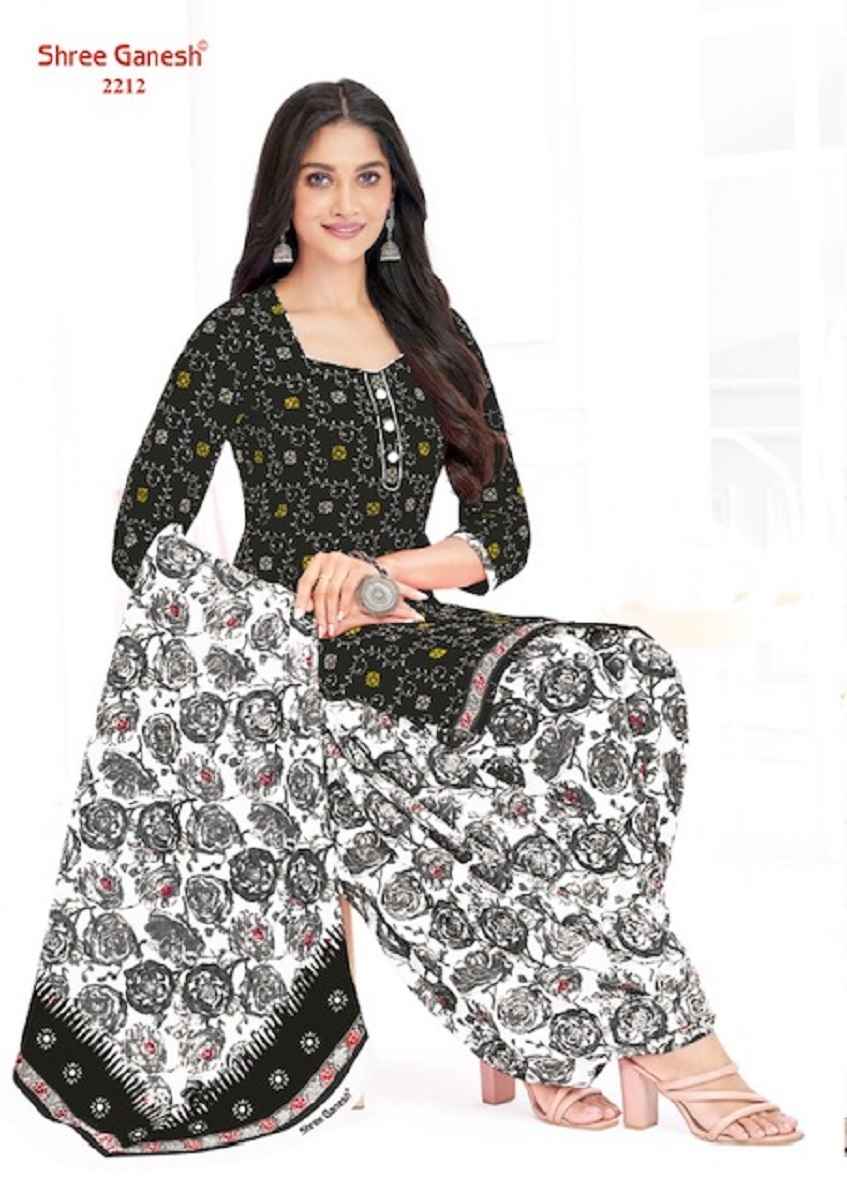 Shree Ganesh White & Black Vol 2 Cotton Dress Material 18 pcs Catalogue
