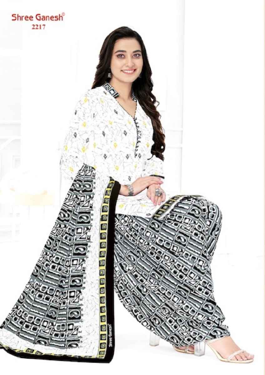 Shree Ganesh White & Black Vol 2 Cotton Dress Material 18 pcs Catalogue