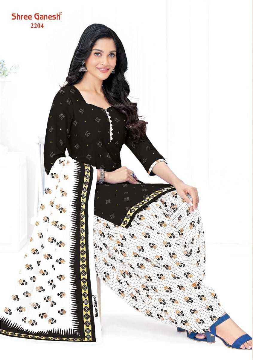 Shree Ganesh White & Black Vol 2 Cotton Dress Material 18 pcs Catalogue