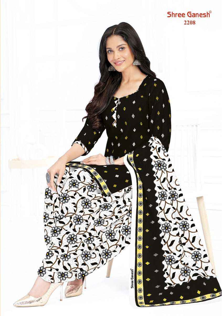Shree Ganesh White & Black Vol 2 Cotton Dress Material 18 pcs Catalogue