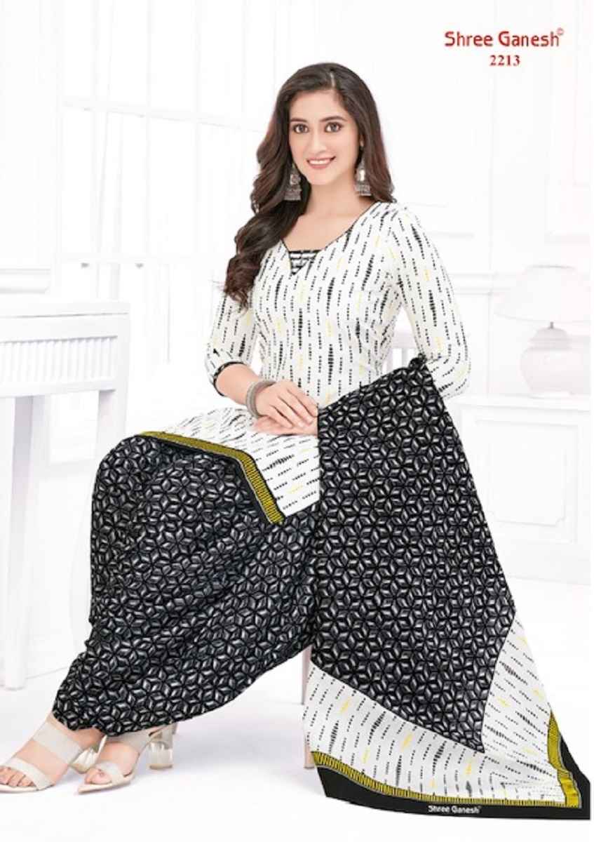 Shree Ganesh White & Black Vol 2 Cotton Dress Material 18 pcs Catalogue