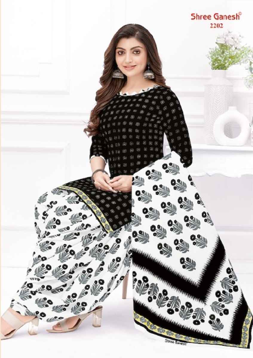 Shree Ganesh White & Black Vol 2 Cotton Dress Material 18 pcs Catalogue