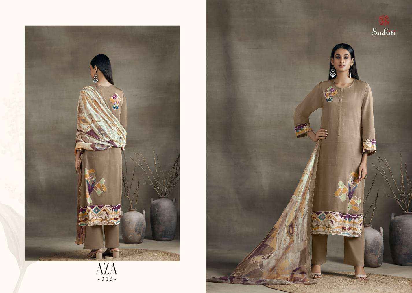 Sudriti Aza Cotton Satin Dress Material 8 pcs Catalogue