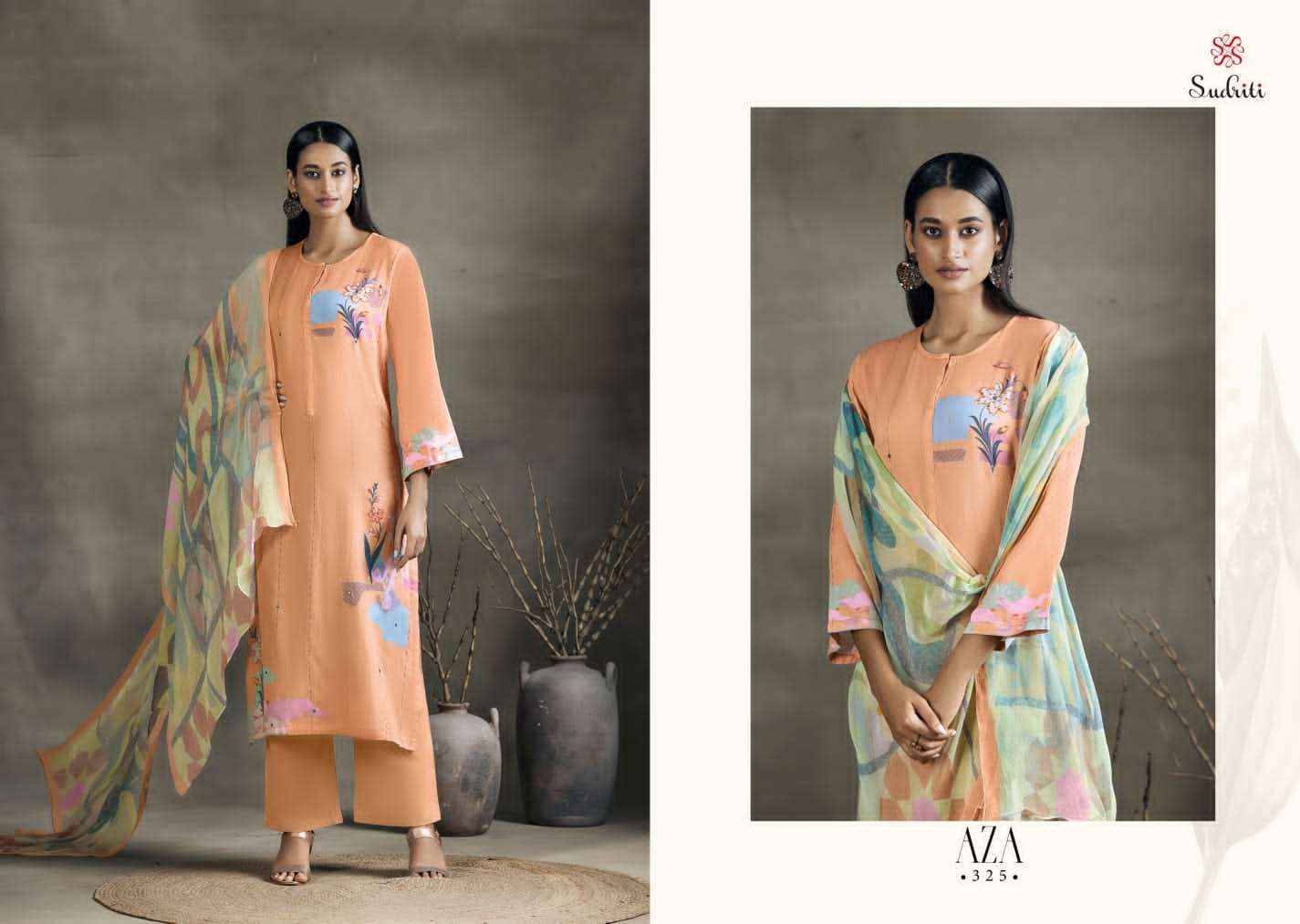 Sudriti Aza Cotton Satin Dress Material 8 pcs Catalogue