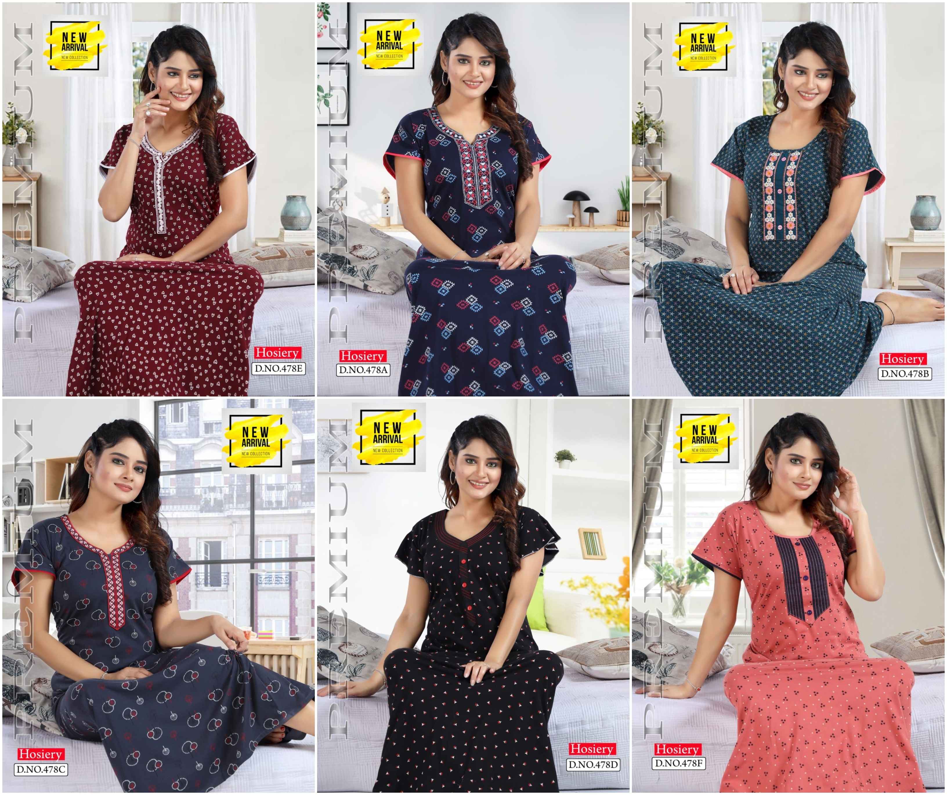 Summer Special Vol 478 Hosiery Nighty 6 pcs Catalogue