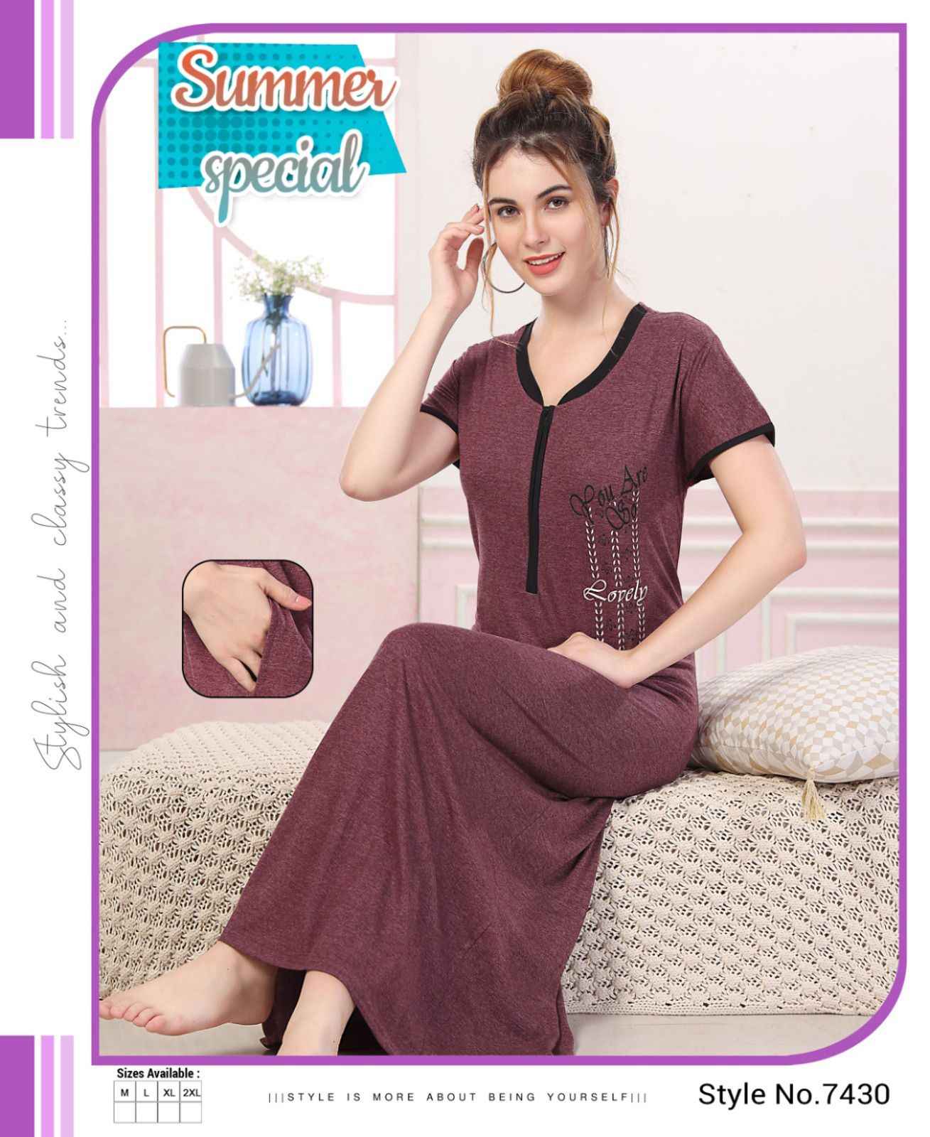 Summer Special Vol 495 Long Cotton Night Wear Gown 6 pcs Catalogue
