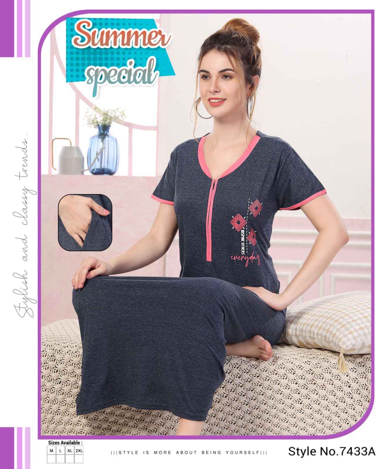 Summer Special Vol 495 Long Cotton Night Wear Gown 6 pcs Catalogue