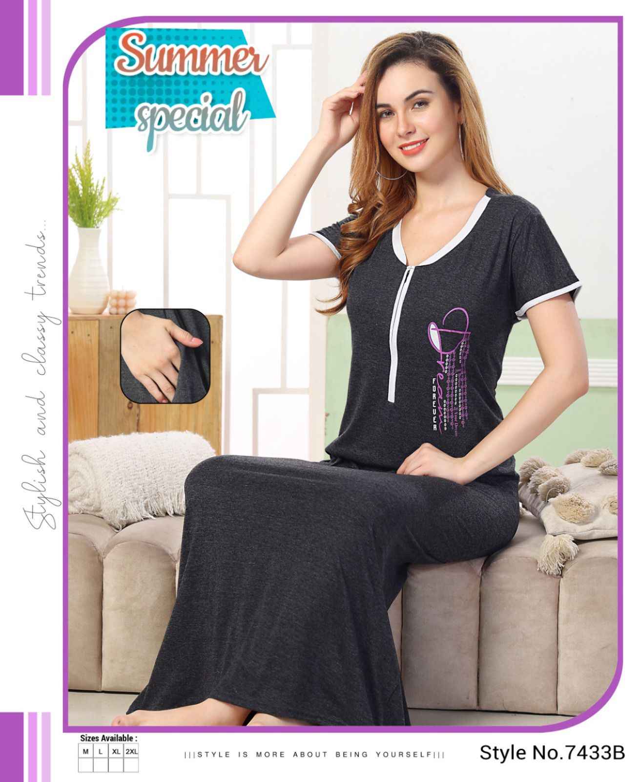 Summer Special Vol 495 Long Cotton Night Wear Gown 6 pcs Catalogue